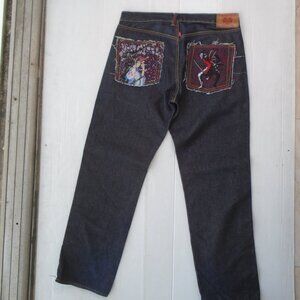 Red Monkey Company RMC Men's Jeans Pants Embriodered Selvaged Size 36 Blue